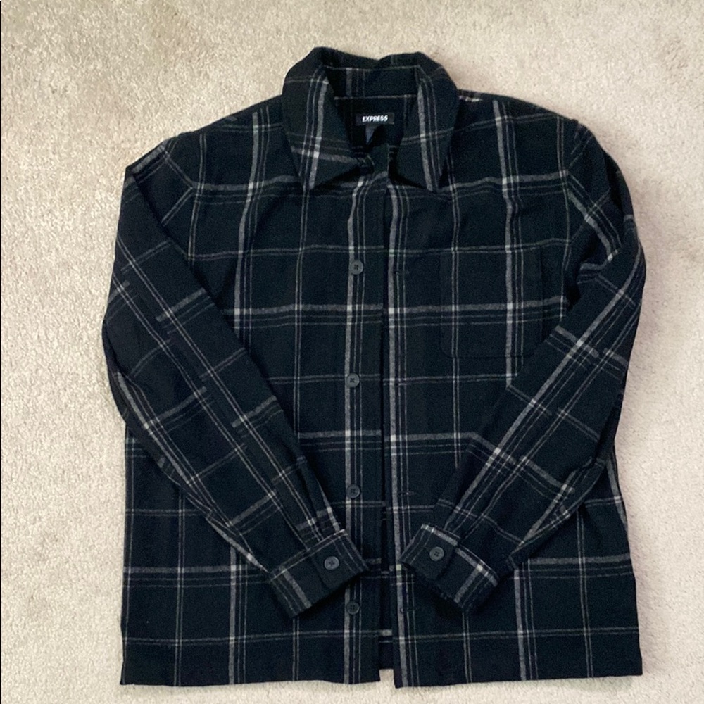 Black Plaid Shirt Jacket